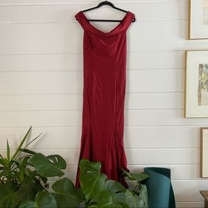 Amelia Couture Off the Shoulder Red Gown